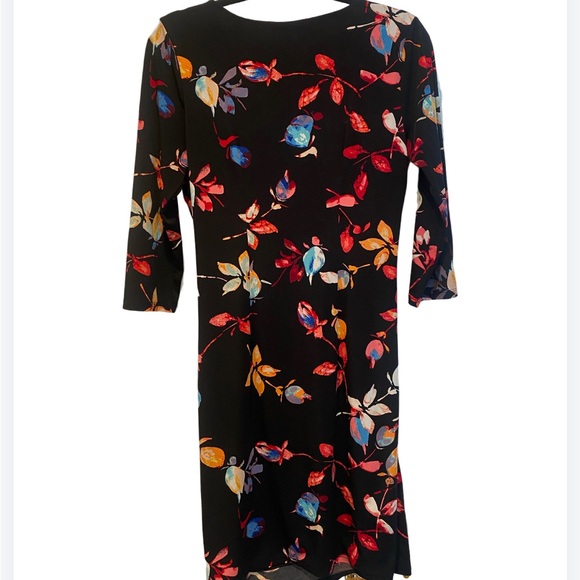 Jennifer Lopez Black Floral Faux Wrap Dress - Picture 2 of 2